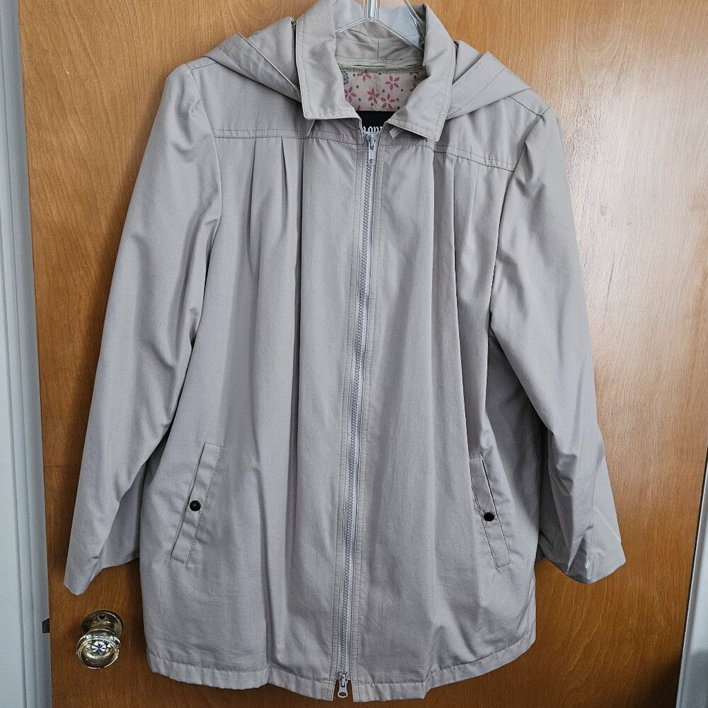 London Fog Lined Rain Jacket/Parka w/ Detachable Hood – Size 14 REG